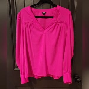Express Fuchsia V-Neck Blouse, Size M